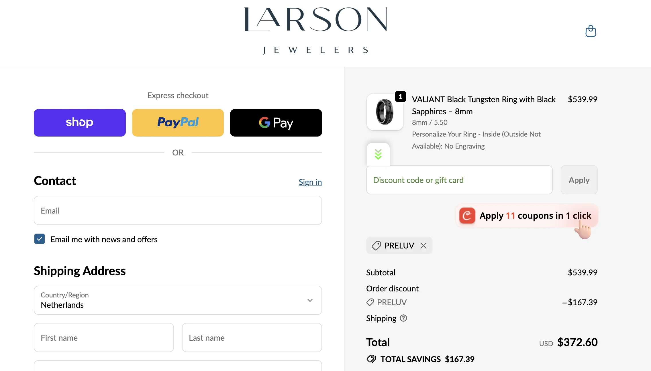 Use Discount Code PRELUV for 31% OFF Sitewide at larsonjewelers.com